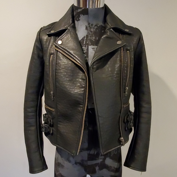 Free People Jackets & Blazers - Free People leather moto biker jacket vegan size 4